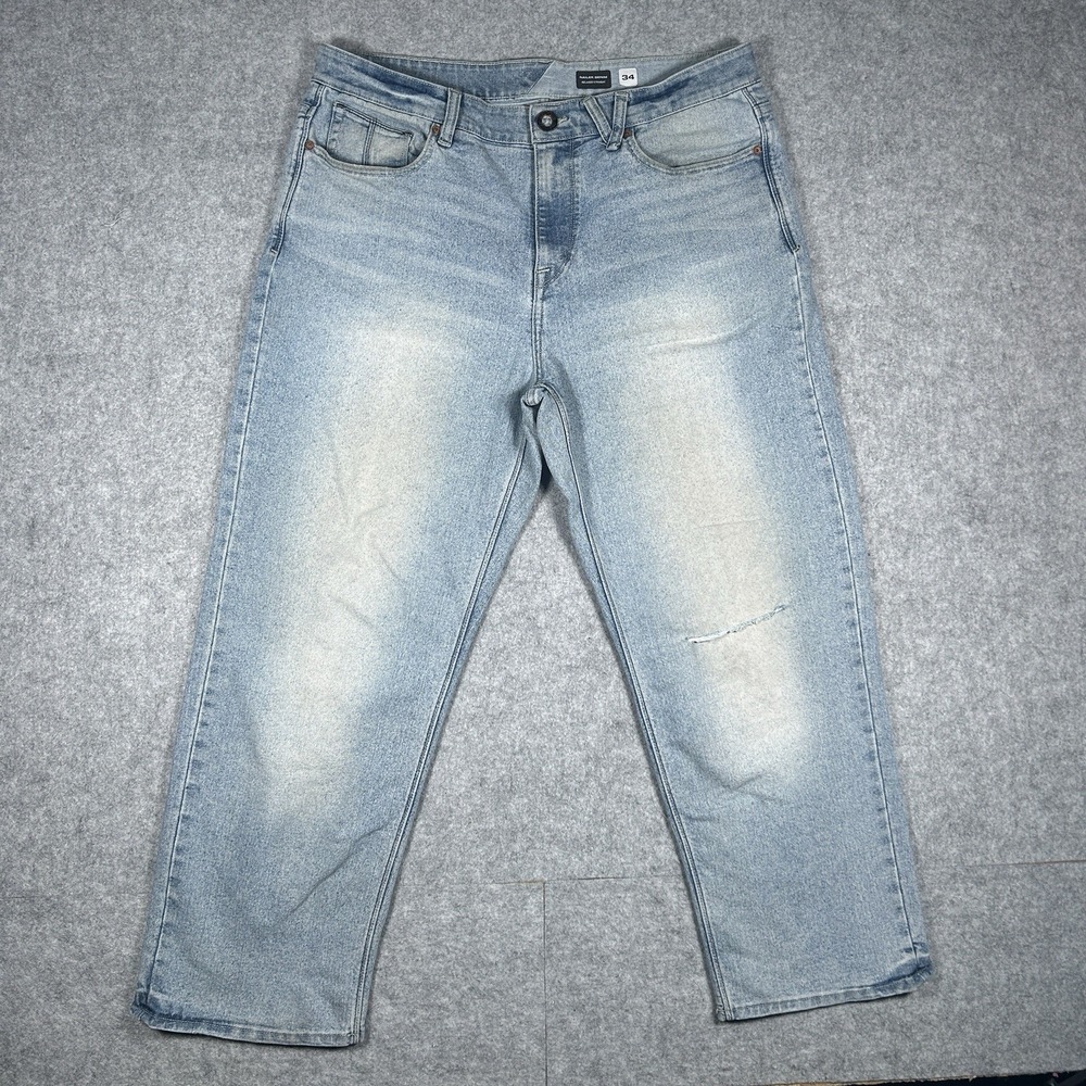 Volcom Denim Jeans Men's Size 34 (36x27) Washed Baggy‎ Fitted Nailer Relaxed